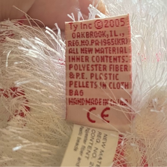 NWT Ty Beanie Baby Plush White and Red Valentine's Bear - Picture 6 of 6